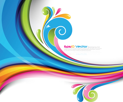 Set Of Colored Swirl Vector Backgrounds Art