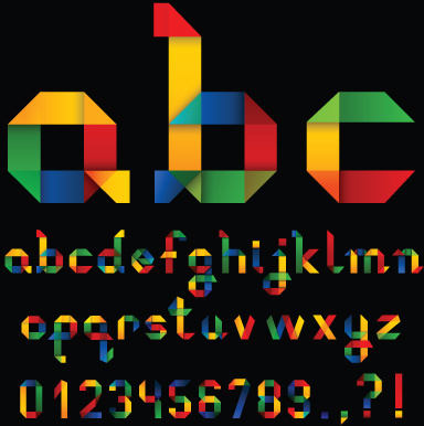 conjunto de alfabeto colorido e números projeto vector