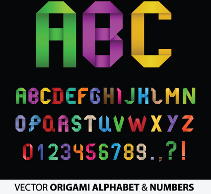 Reihe von bunten Alphabet und Zahlen Design Vektor