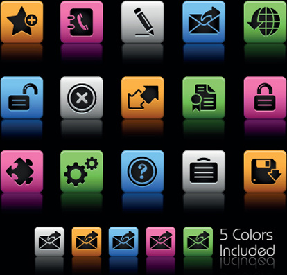 conjunto de vetor de ícones coloridos comumente web