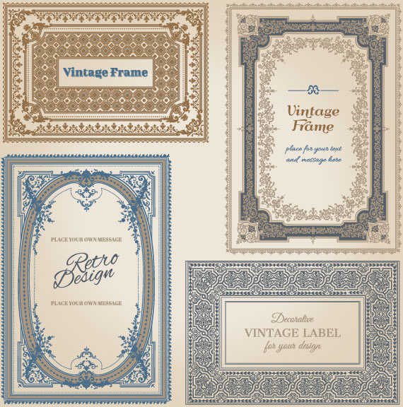 conjunto de elementos gráficos vetoriais decorativo moldura vintage