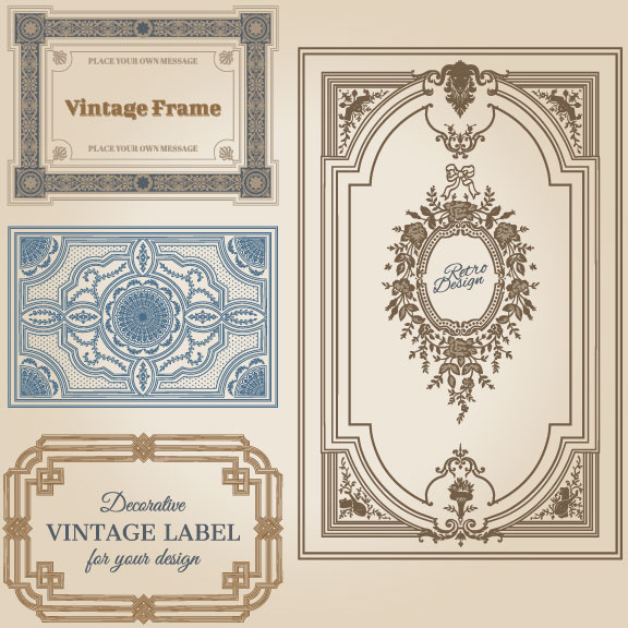 conjunto de gráficos vectoriales de marco vintage decorativo