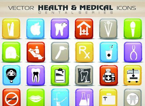 Reihe von verschiedenen medizinischen Icons Vektor