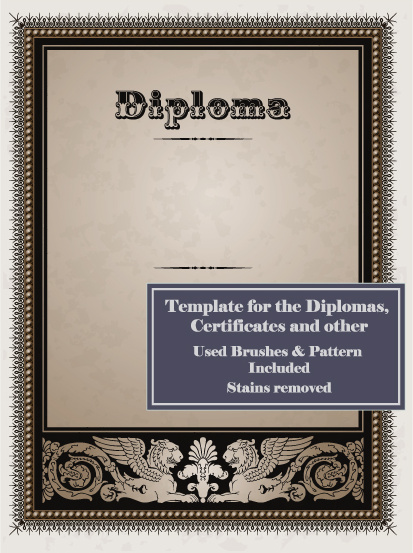 conjunto de diploma certificado quadro projeto vector