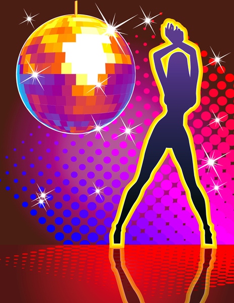 Set de bola de discoteca gratis background vector