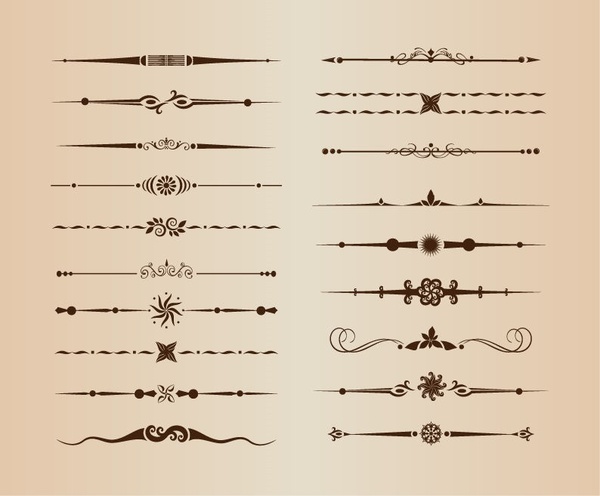 conjunto de elementos de design da linha de regra ornamentais divisor