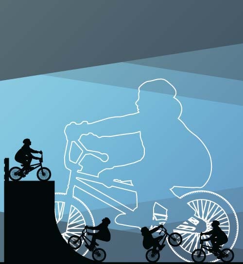 conjunto de motociclistas extrema vector silhouettes