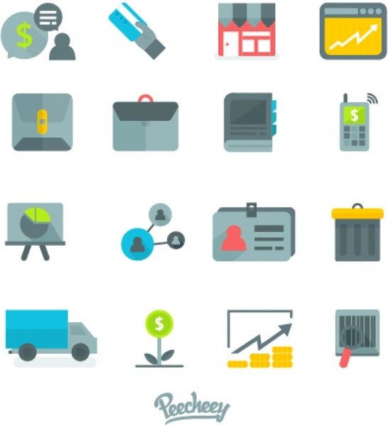 Reihe von flachen Business icons