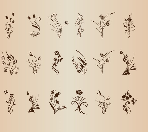 conjunto de vector elemento de diseño floral