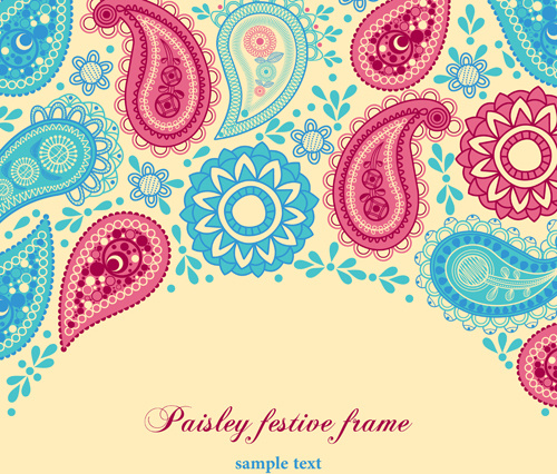 Satz von floralen paisley-Elementen-Frame-Vektor