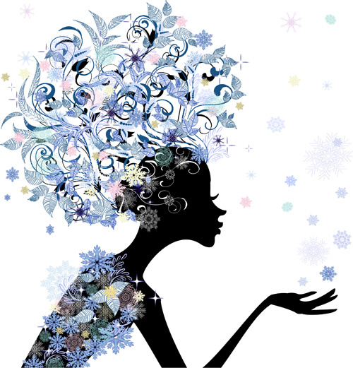 Set Of Floral Season Girls Vector Graphic