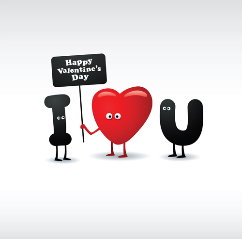 Set Of Funny Valentine Card Vector Graphics
