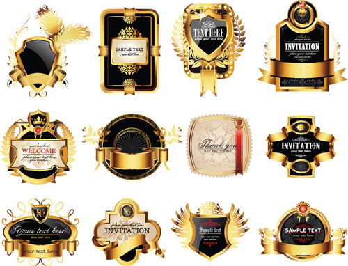 Set Of Gold Luxury Labels Design Elements Vector