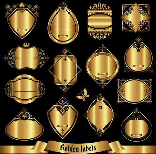 conjunto de gráficos vectoriales de oro etiquetas