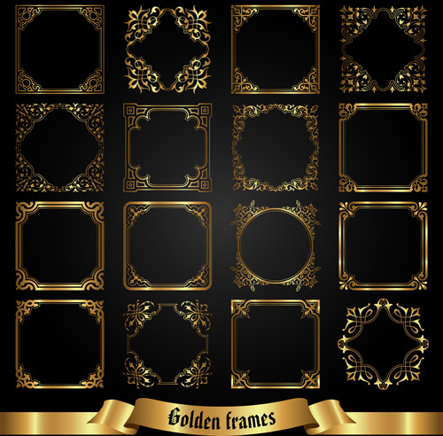 conjunto de gráficos de vetor de rótulos dourado