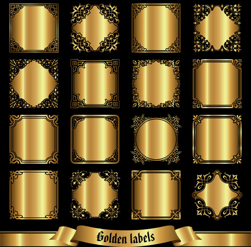 set di etichette d'oro grafica vettoriale