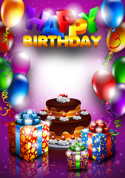 Conjunto de elementos de diseño vectorial postales de feliz cumpleaños