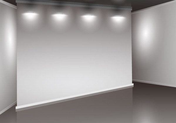 set interior showroom dan lampu dinding vektor latar belakang