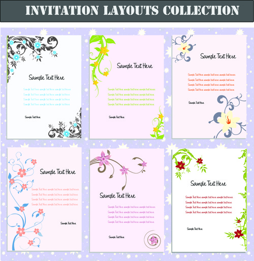 Set Of Invitation Cards Layouts Vector-vector Misc-free Vector Free
