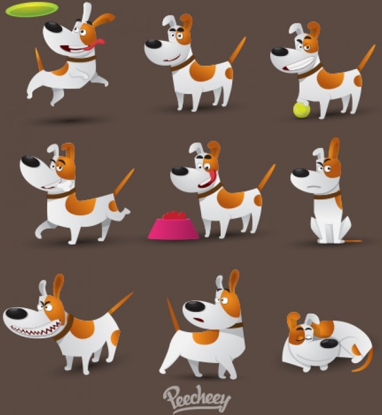 conjunto de Jack Russell Terrier em diferentes posições