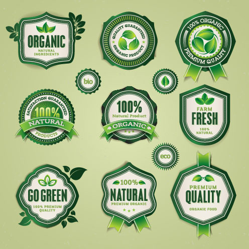 conjunto de vetores de rótulos de alimentos orgânicos