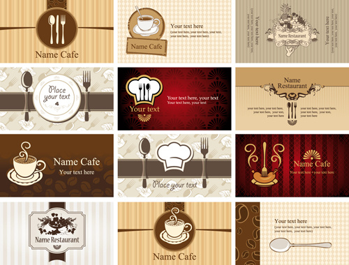 conjunto de restaurant8 café tarjetas vectot