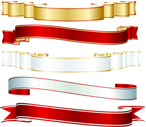 Set Of Ribbons And Scrolls Design Elements Vector