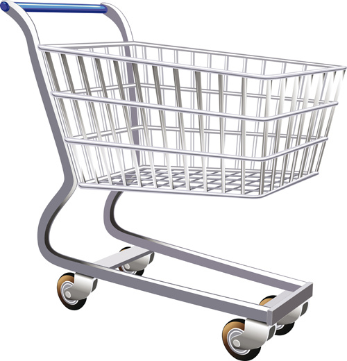 una serie di elementi di grafica vettoriale shopping trolley