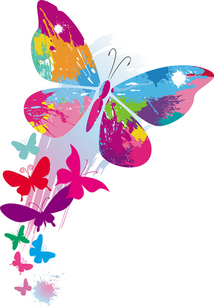 conjunto de borboletas coloridas de fundo vector
