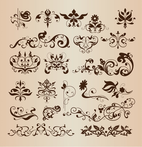 conjunto de elementos florales de vectores para diseño