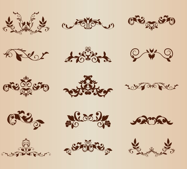 conjunto de elementos ornamentales florales de vectores para diseño
