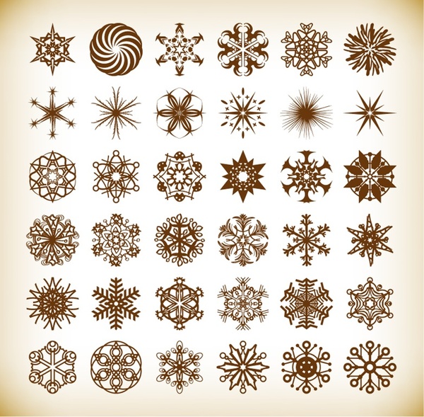 Set Of Vector Snowflake Elements