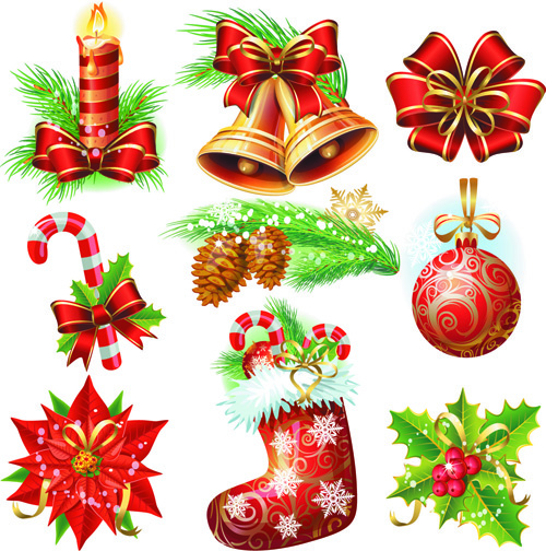 conjunto de vintage Natal e o novo vetor de ilustração de decoração year13