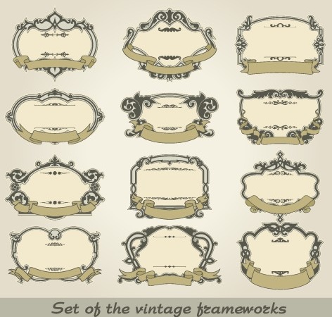 Satz von Vintage-Frameworks Elemente Vektor