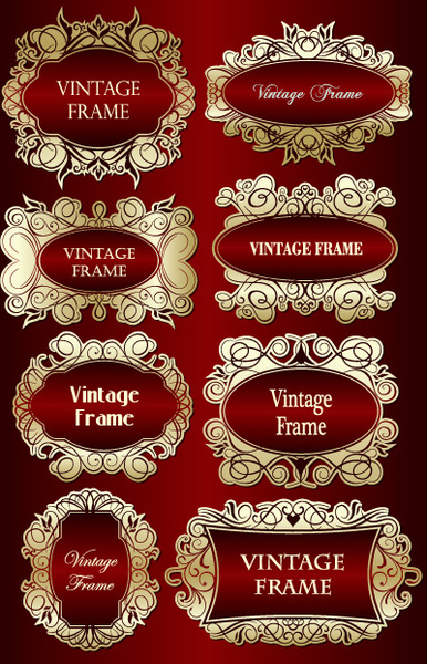 set di cornice oro vintage design vettoriale