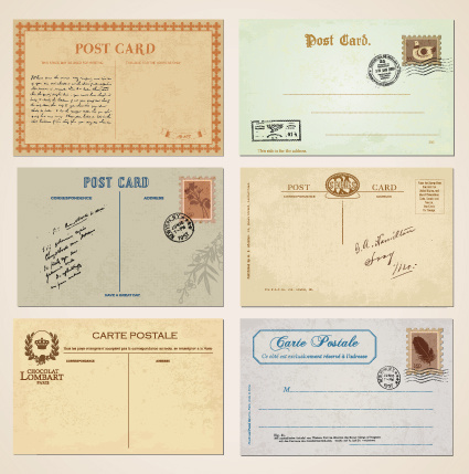 conjunto de vetor de elementos vintage cartões postais