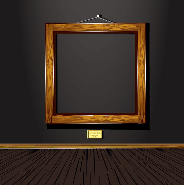 conjunto de vector de marco foto de madera vintage