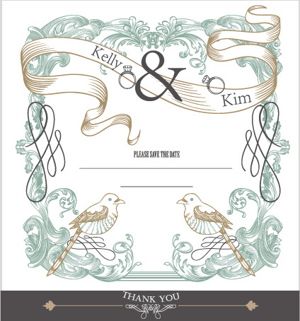 Set Of Wedding Card Design Elements Vector