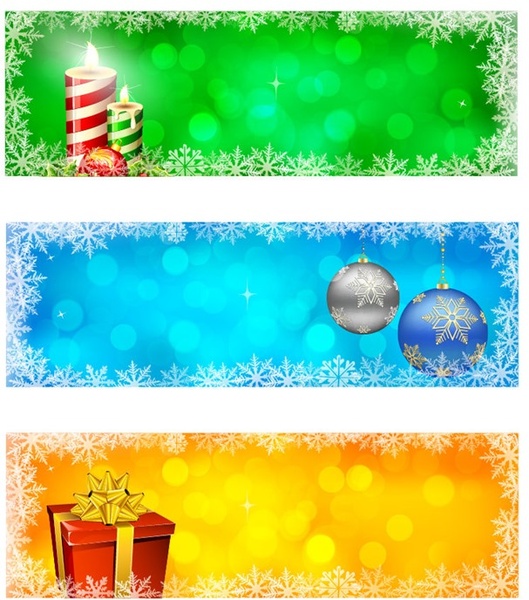 Комплект зимний рождественский баннеры векторные иллюстрации
