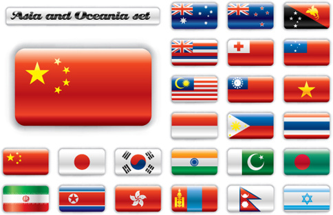 Satz von Welt Flaggen Icons Mischung Design Vektor