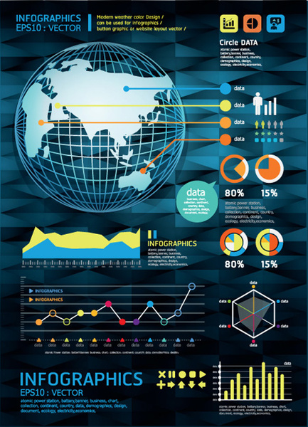 Set tahun infographic dan diagram vektor