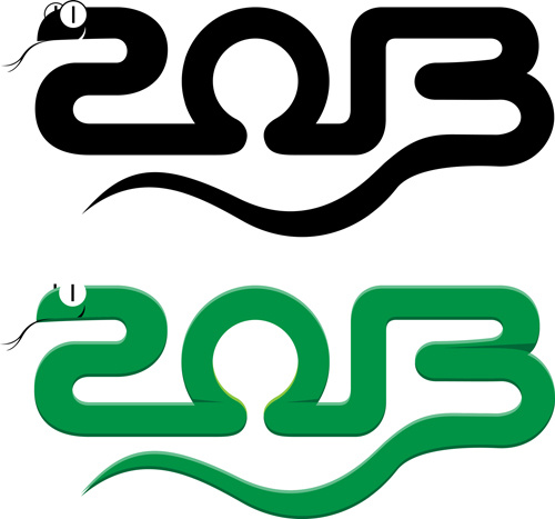 Set de 13 año de Snake Design vector