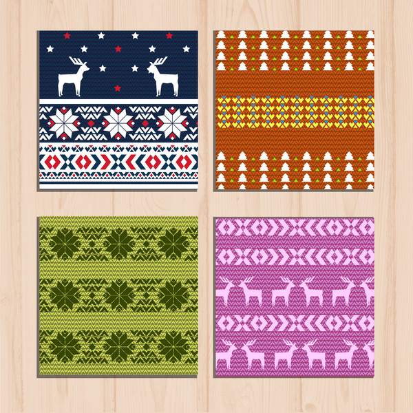 conjuntos de patrón de lana de colores sobre fondo de madera