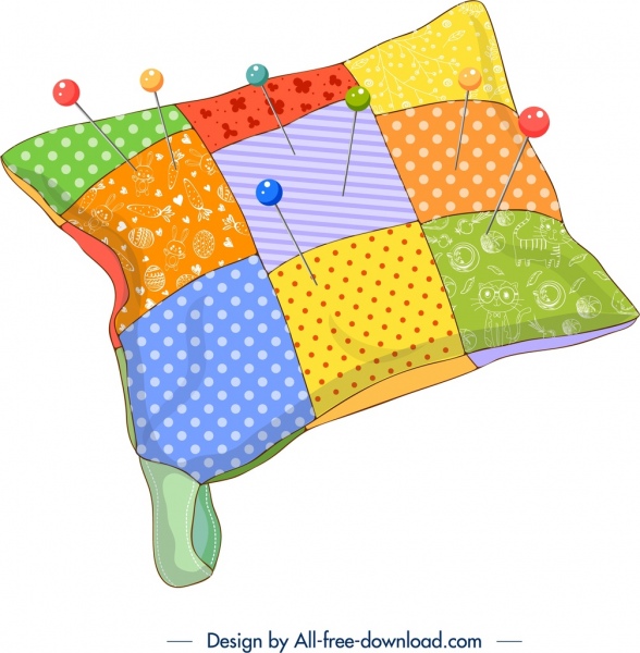 縫製背景枕頭針圖示五顏六色的3d 設計