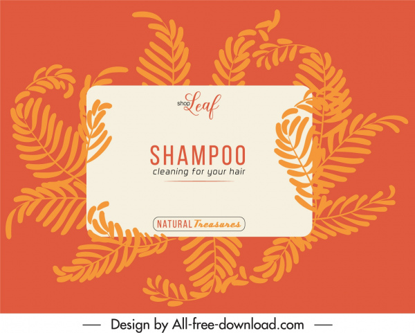 洗髮水標籤範本經典橙葉裝飾。