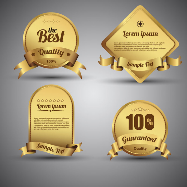 parlak altın kalite sertifika Icons collection şeklinde