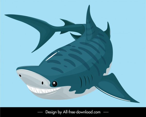 ícone de tubarão colorido desenho animado gesto de caça