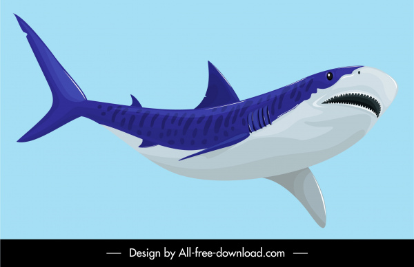 سمك القرش الطلاء الملون رسم الكلاسيكية