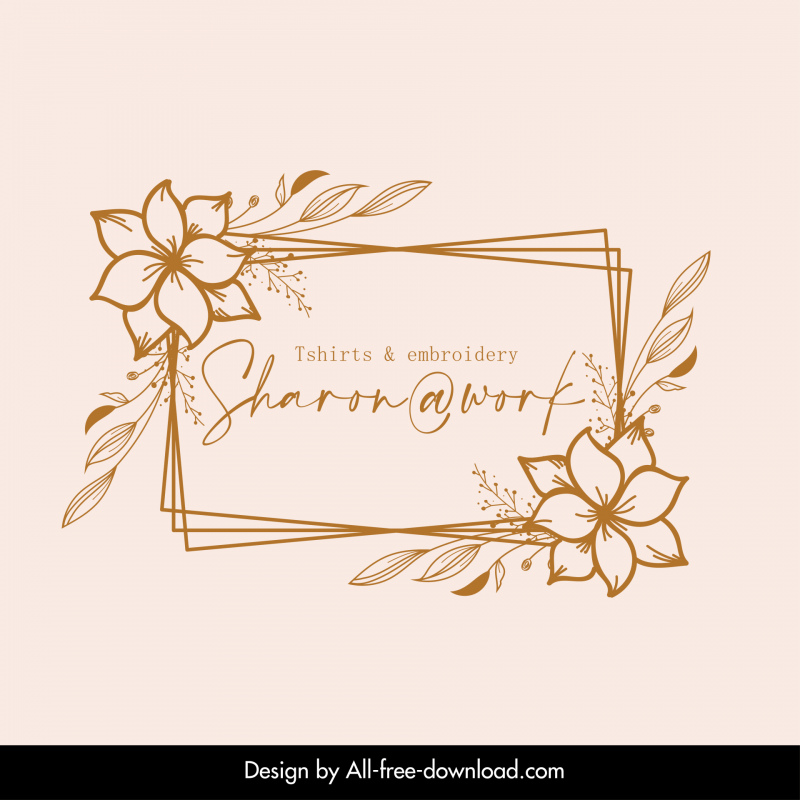 Sharonwork Logotype Élégant classique dessiné à la main croquis floral