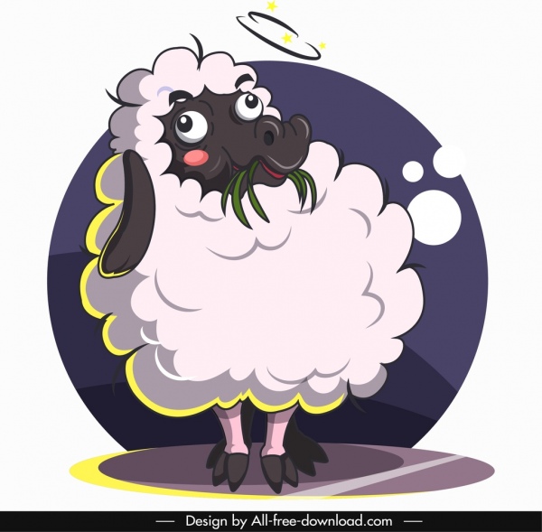 绵羊动物头像可爱的卡通素描